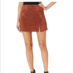 Blanknyc size 27 brown 100% leather suede mini skirt w polyester lining